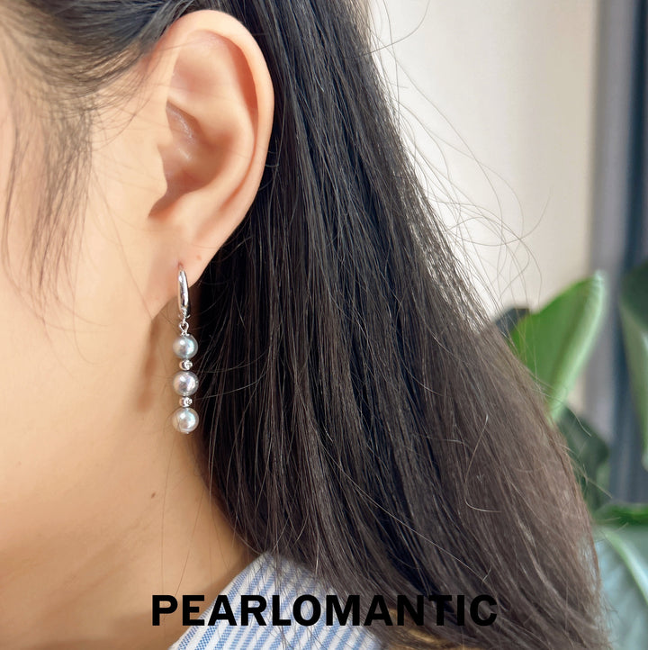 [Designer's Choice] S925 Akoya Pearl Drop Earrings 6-6.5mm White & Silver Blue Options