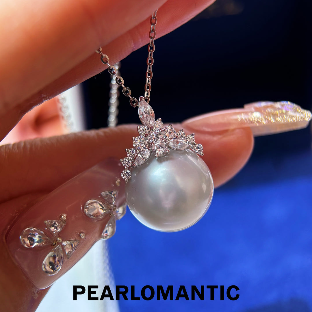[Fine Jewelry] Snow Crown 14.6mm 4A+ Australian White South Sea Pearl PT900 Pendant