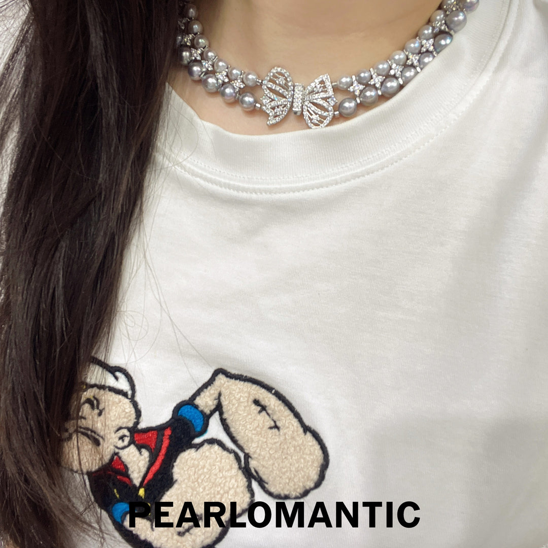 [Designer's Choice] Akoya Grace Double-Strand Pearl Necklace with Bowtie Clasp