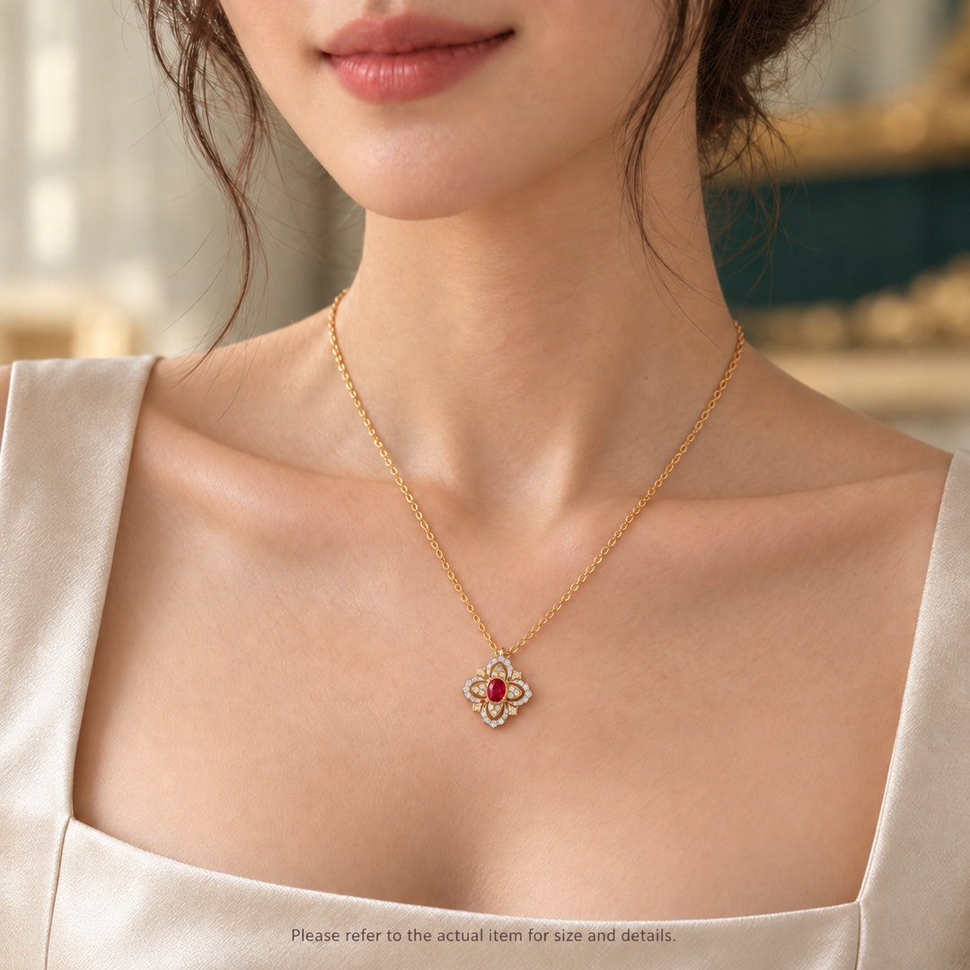 [Group-Buying] Royal Bloom Ruby &amp; Natural Diamond 18K Gold Pendant Necklace