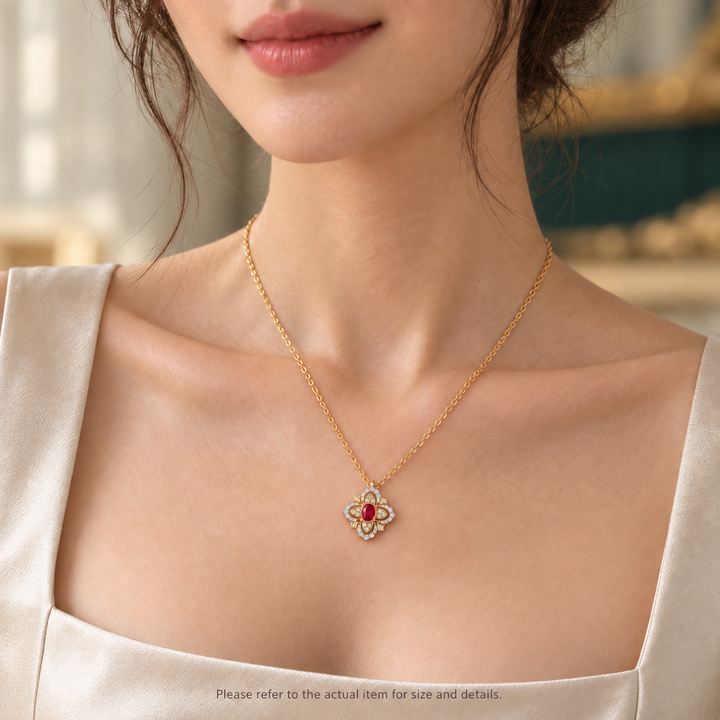 [Group-Buying] Royal Bloom Ruby &amp; Natural Diamond 18K Gold Pendant Necklace