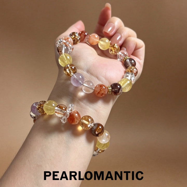[618 Sale] Natural Crystal Mixed Color Round Bead Bracelet
