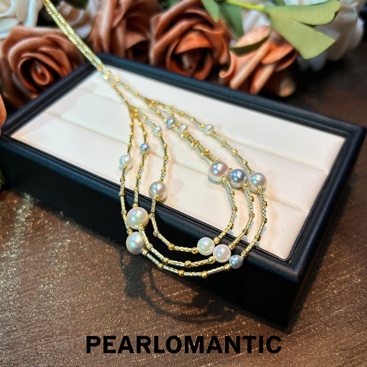 [Designer's Choice] Akoya Pearl Multi-color Cascade Glow S925 Necklace