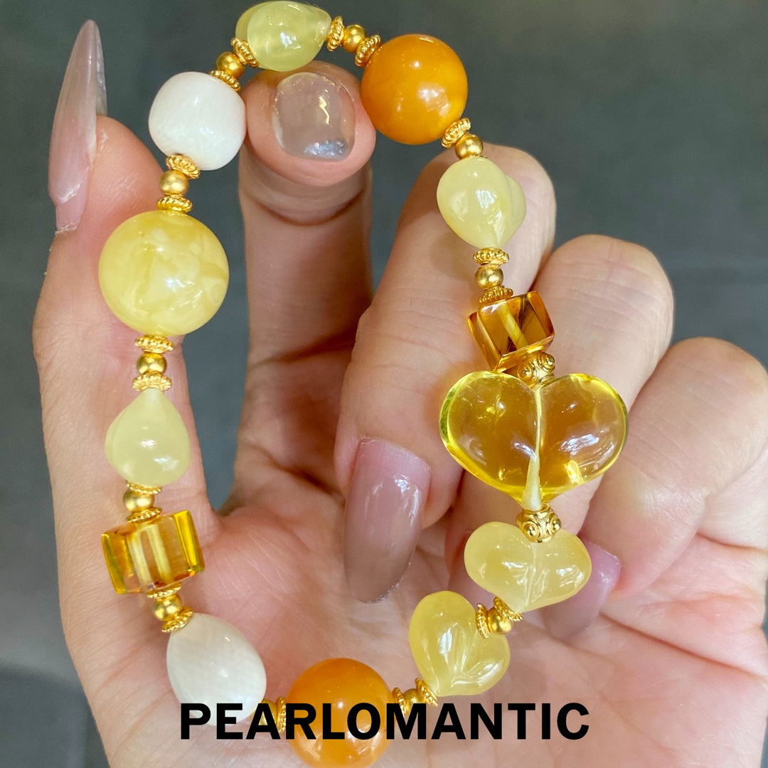 [Group-Buying] Golden Glow: Amber & Beeswax Amber Synergy Bracelet w/ S925 Silver