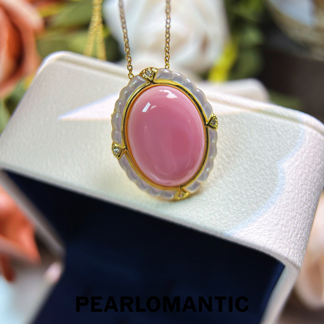 [Designer’s Choice] Blush Cameo MOP &amp; Conch Shell Convertible Brooch Pendant