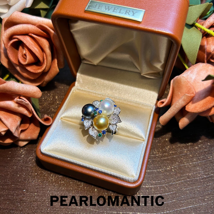 [Designer's Choice] Tri-Pearl Constellation Ring S925 Silver Adjustable Ring Size