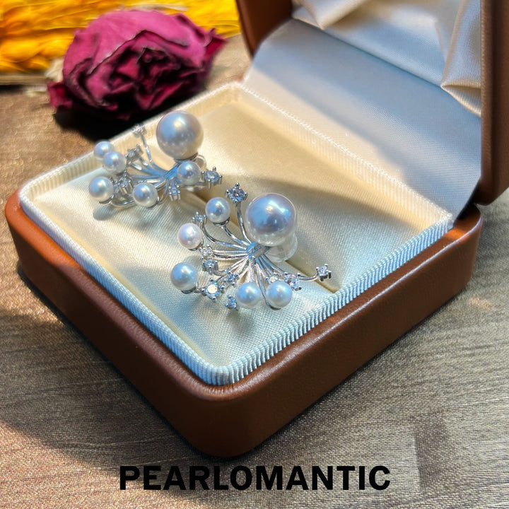 [Designer's Choice] Freshwater Pearl Multi-sizes Luna Bloom Modular Earring Studs w/ S925 - Excluded