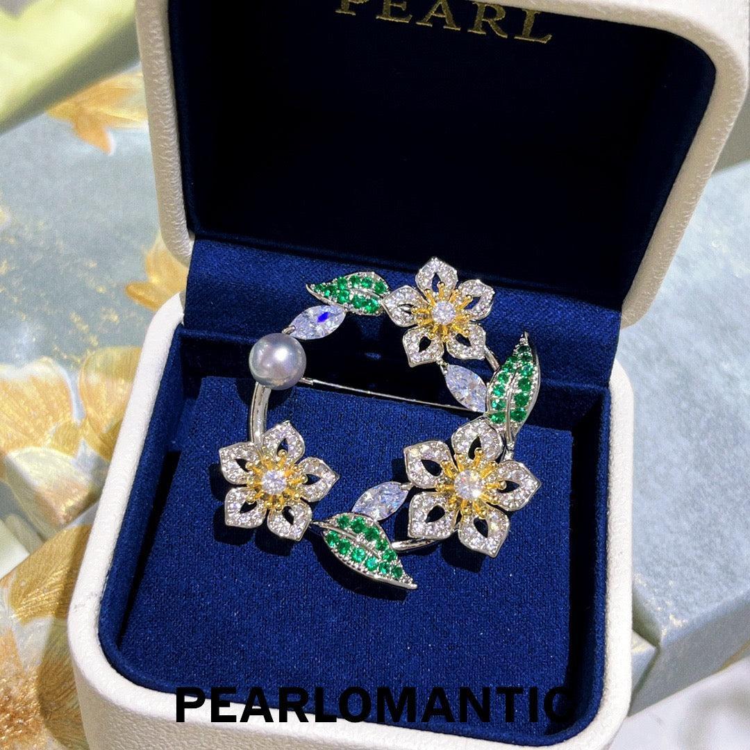 [Designer's Choice] S925 Silver Madama Color Petal Weave Akoya Pearl Brooch