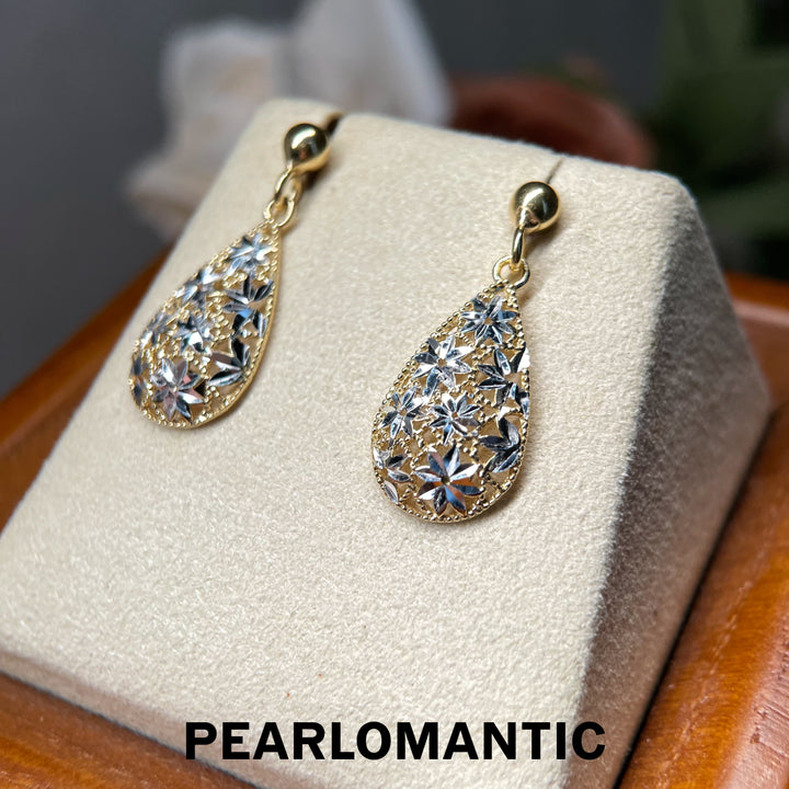 [618 Sale] Italy Made Two-Tone Flower Water Drop Earrings w/ S925 Silver