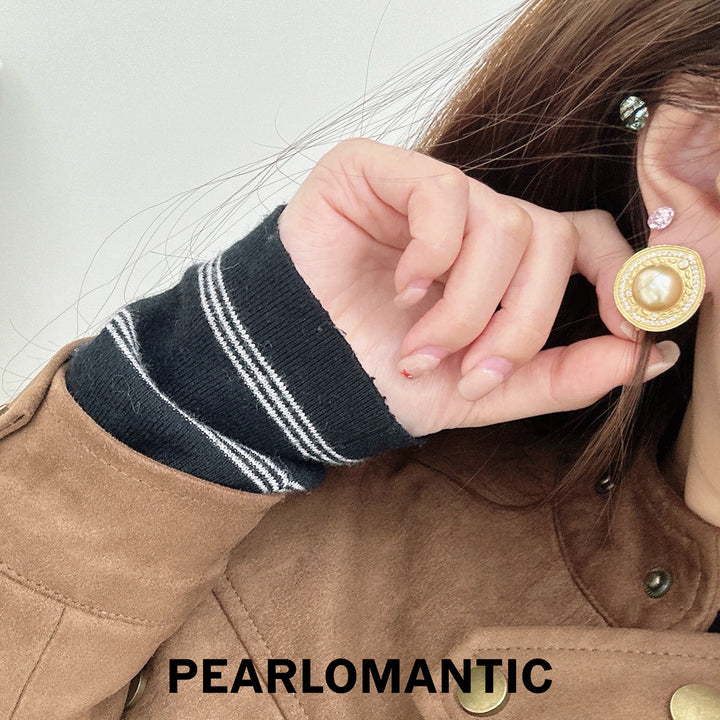 [Designer's Choice] South Sea Golden Pearl Luxury Silver Halo Earrings