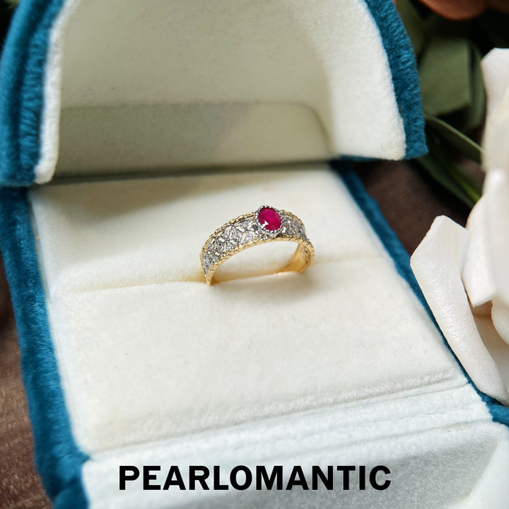 [Fine Jewelry] 18k Gold & Ruby & Diamonds Timeless Openwork Wide Ring