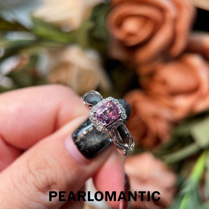 [Fine Jewelry] 18K White Gold Lone Lavender Glow Tourmaline & Diamond Ring
