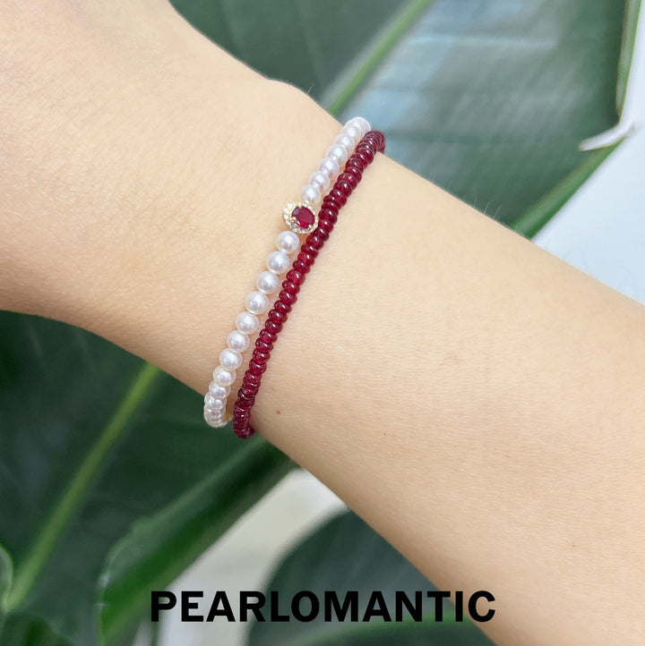 [Fine Jewelry] 18k Gold & Ruby 2.5-3mm Classic Simple Berryline Bracelets