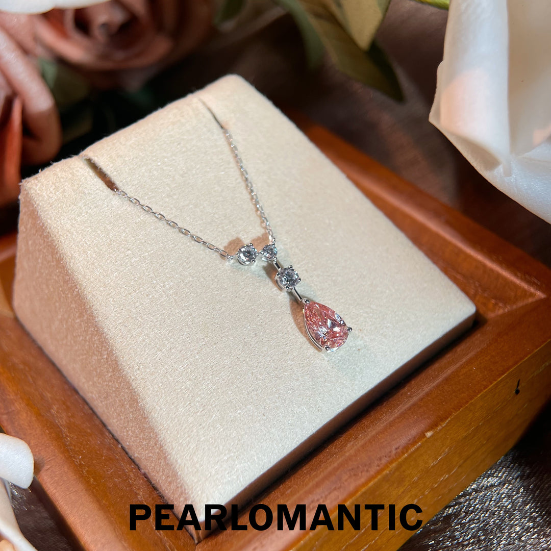[Joyería Fina] Colgante Ajustable en Cascada Rosa de Diamantes Creados en Laboratorio con PT950