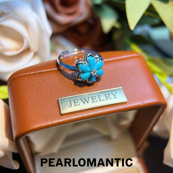 [Designer's Choice] Turquoise Azure Bloom Adjustable S925 Ring