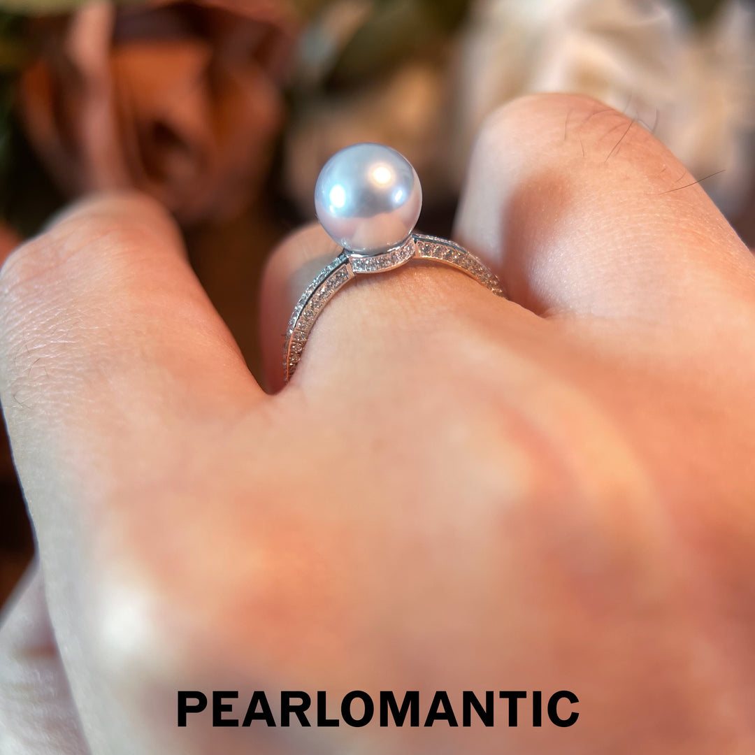 [Fine Jewelry] Akoya Pearl 8-8.5mm Blue Silver Color Classic Deisgn Rings All Sizes Available