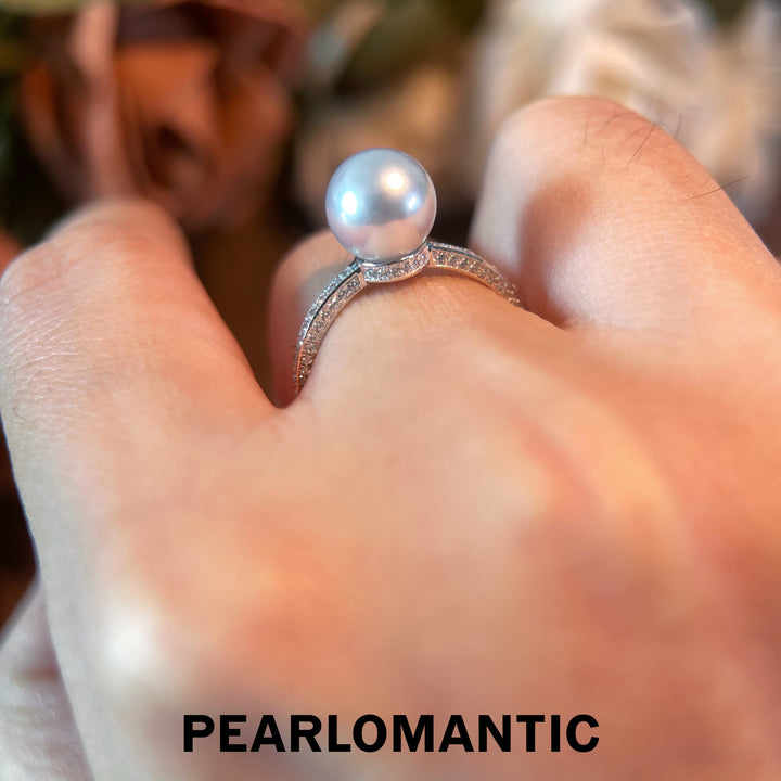 [Fine Jewelry] Akoya Pearl 8-8.5mm Blue Silver Color Classic Deisgn Rings All Sizes Available