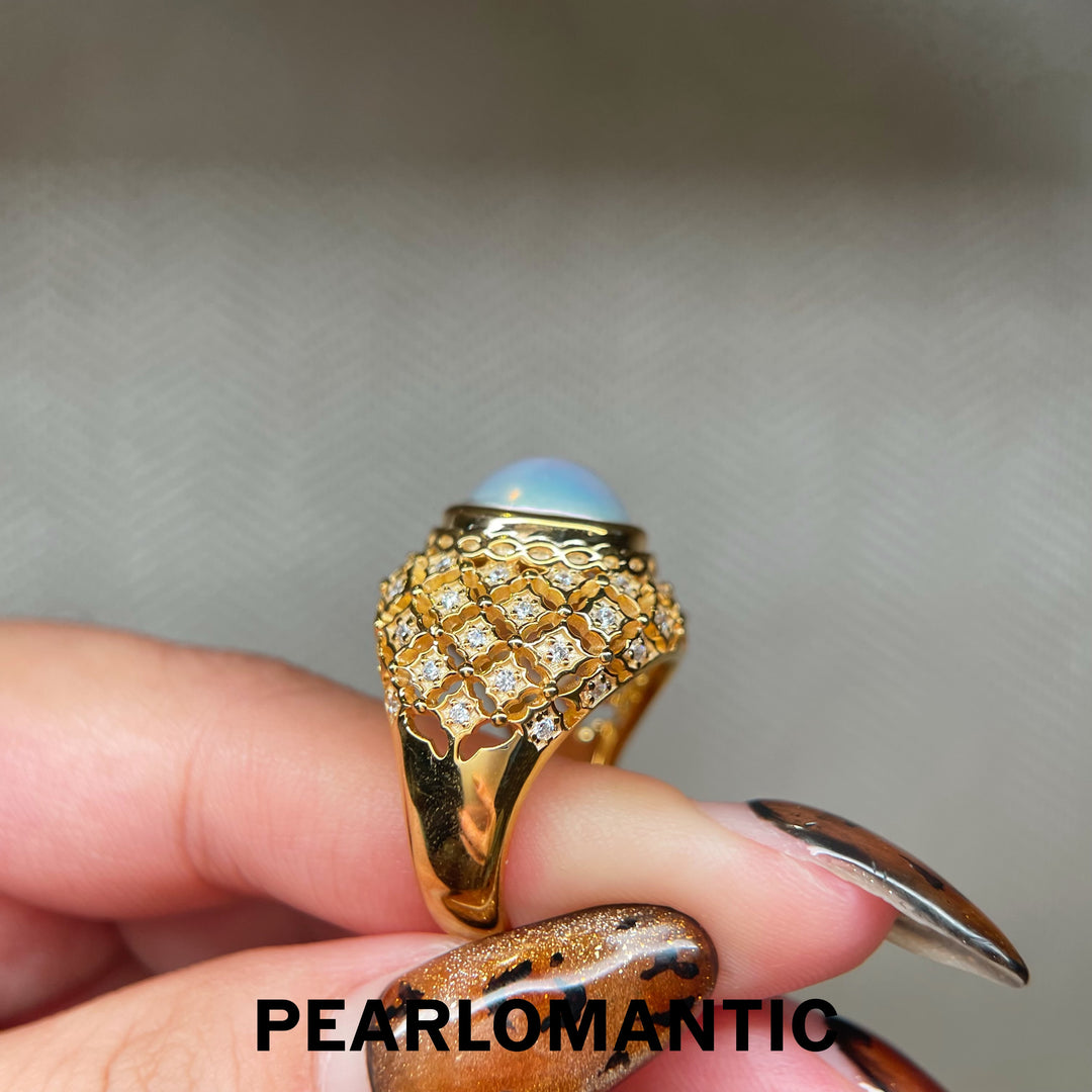 [Designer's Choice] Saltwater Mabe Pearl Fancy Vintage Adjustable S925 Silver Rings