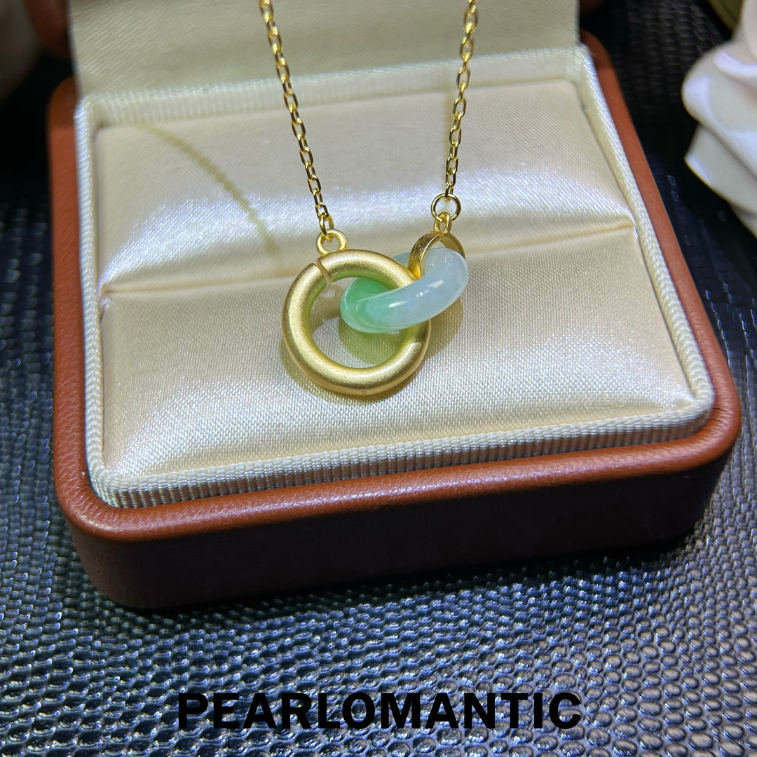 [618 Sale] Natural Jade Interlocking Circle Necklace w/ S925 Silver
