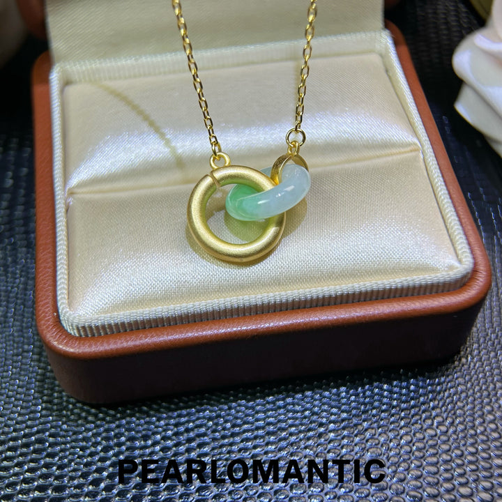 [618 Sale] Natural Jade Interlocking Circle Necklace w/ S925 Silver