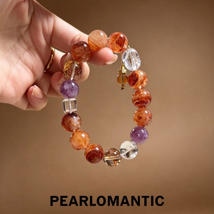 [618 Sale] 12–13mm Natural Crystal Autumn Color Bracelet