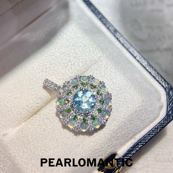[Designer’s Choice] Aurora Halo Natural Topaz + Opal 2.4ct S925 Pendant