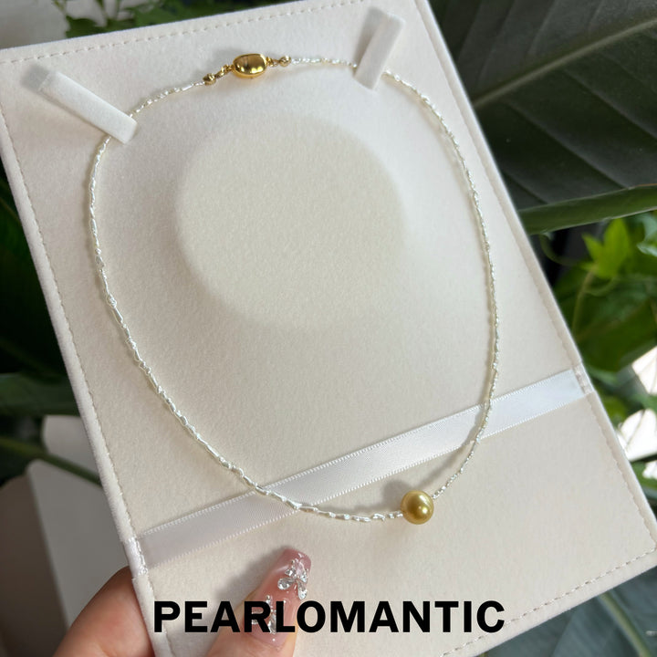 [Designer’s Choice] Golden Dew 10mm Deep Golden South Sea Pearl &amp; Keshi Necklace
