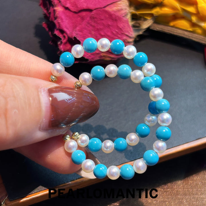 [Designer's Choice] Arizona Turquoise & Freshwater Pearl Ocean Bubble Earring Hoops