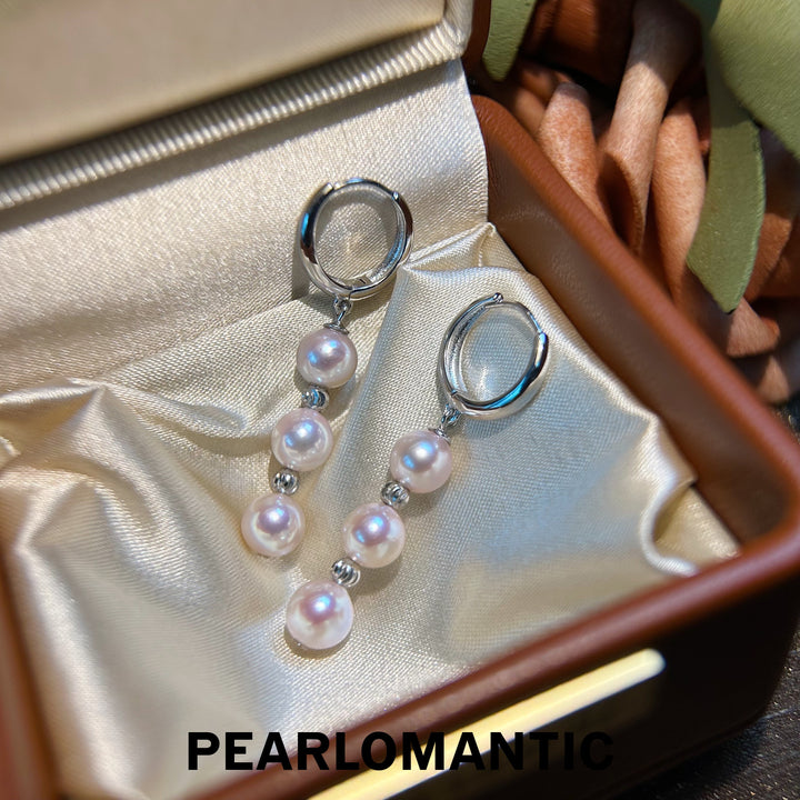 [Designer's Choice] S925 Akoya Pearl Drop Earrings 6-6.5mm White & Silver Blue Options