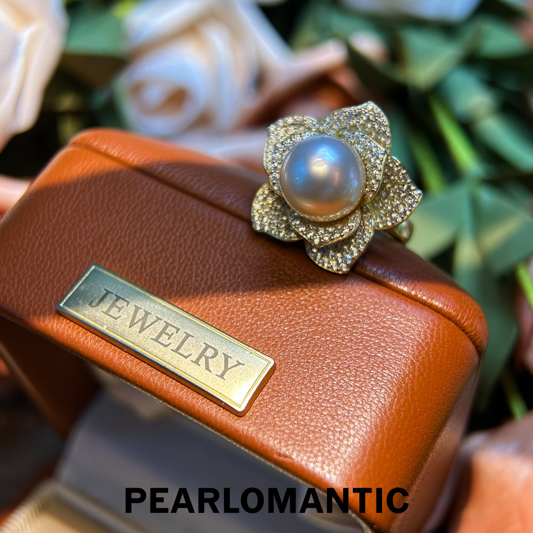 [Designer's Choice] Australian Dusty Rose Pearl Luminous Petal Adjustable Silver Ring