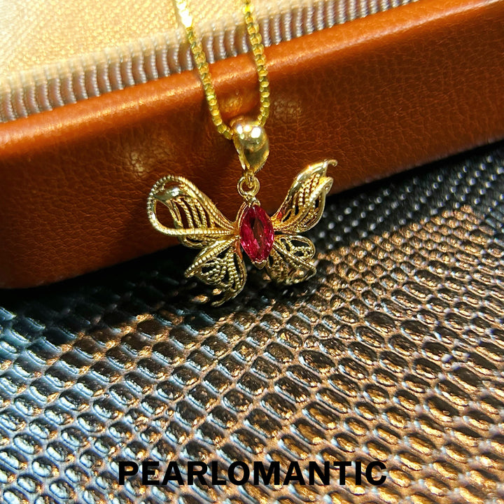 [Fine Jewelry] 18k Gold Ruby Marquise-cut Filigree Wings All-purpose Pendants