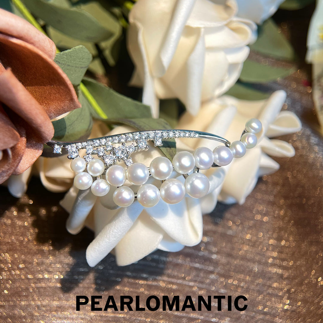 [Everyday Essentials] Freshwater Pearl 3-5mm White Leaf Design Brooches