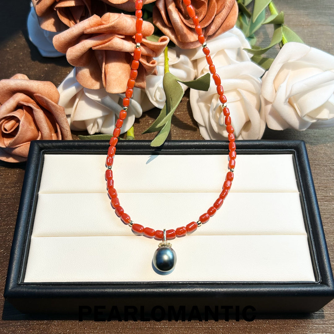 [Designer's Choice] Red Coral Necklaces & Tahitian Baroque Pendants w/ S925 Silver