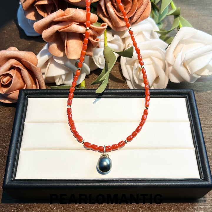 [Designer's Choice] Red Coral Necklaces & Tahitian Baroque Pendants w/ S925 Silver