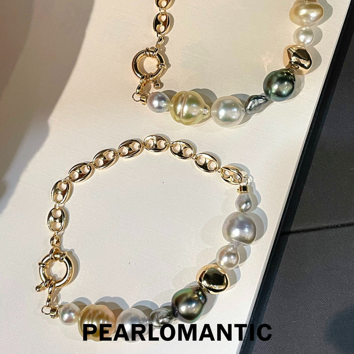 [Designer's Choice] Multi Saltwater Keshi & Baroque Pearl Mixed-Hue Bracelets