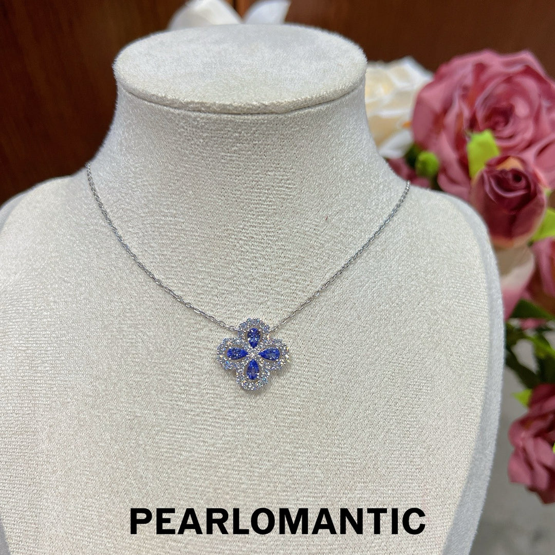 [618 Sale] Natural Tanzanite Four Leaf Clover Necklace w/ S925 Silver