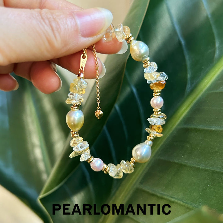 [Everyday Essentials] South Sea & Akoya Pearl Golden Sunbeam Bracelet w/ S925 Silver