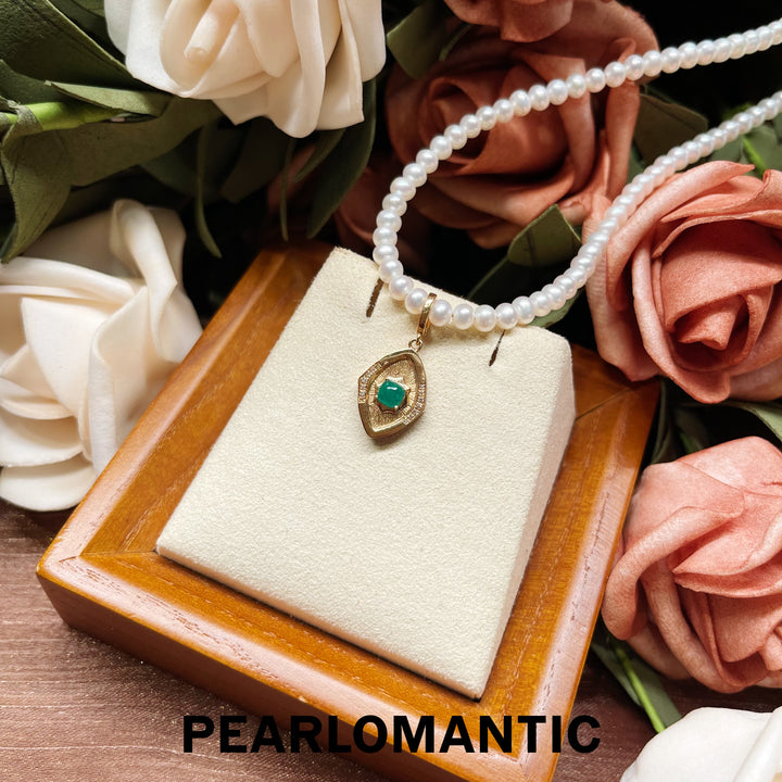 [Fine Jewelry] 18k Gold & Emerald & Diamonds Inspired Brushed Texture Pendants