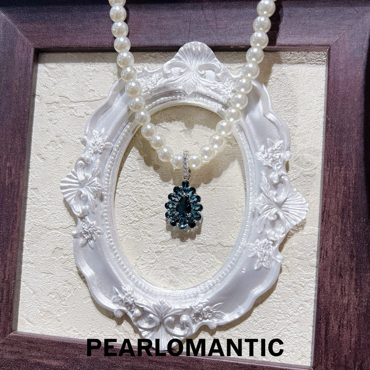 [Designer’s Choice] London Blue Halo Natural London Blue Topaz Convertible Pendant Clasp