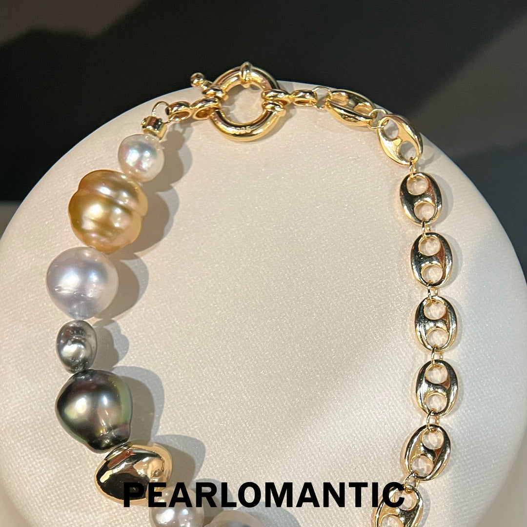 [Designer's Choice] Multi Saltwater Keshi & Baroque Pearl Mixed-Hue Bracelets