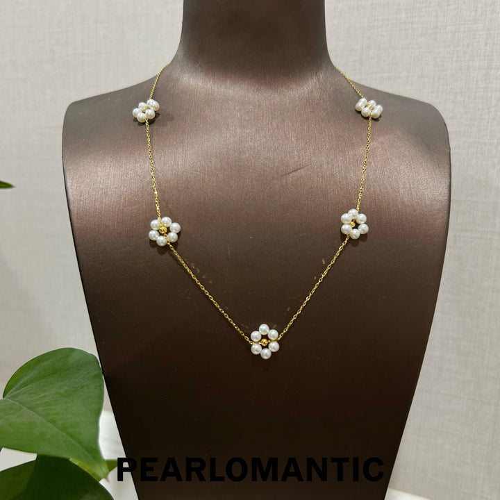 [Everyday Essentials] Petite Freshwater Pearl Flower Collarbone Necklace