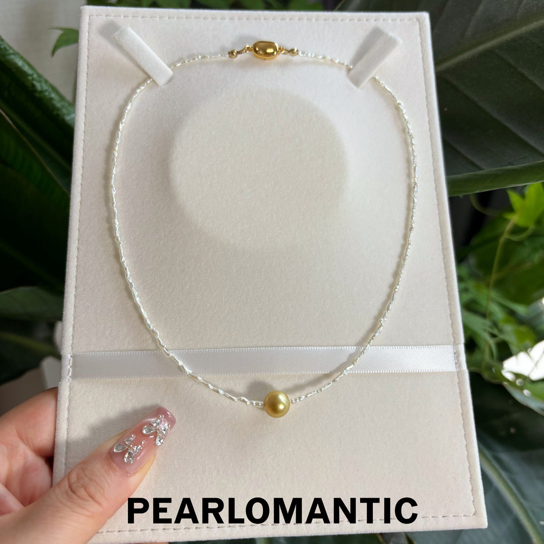 [Designer’s Choice] Golden Dew 10mm Deep Golden South Sea Pearl &amp; Keshi Necklace