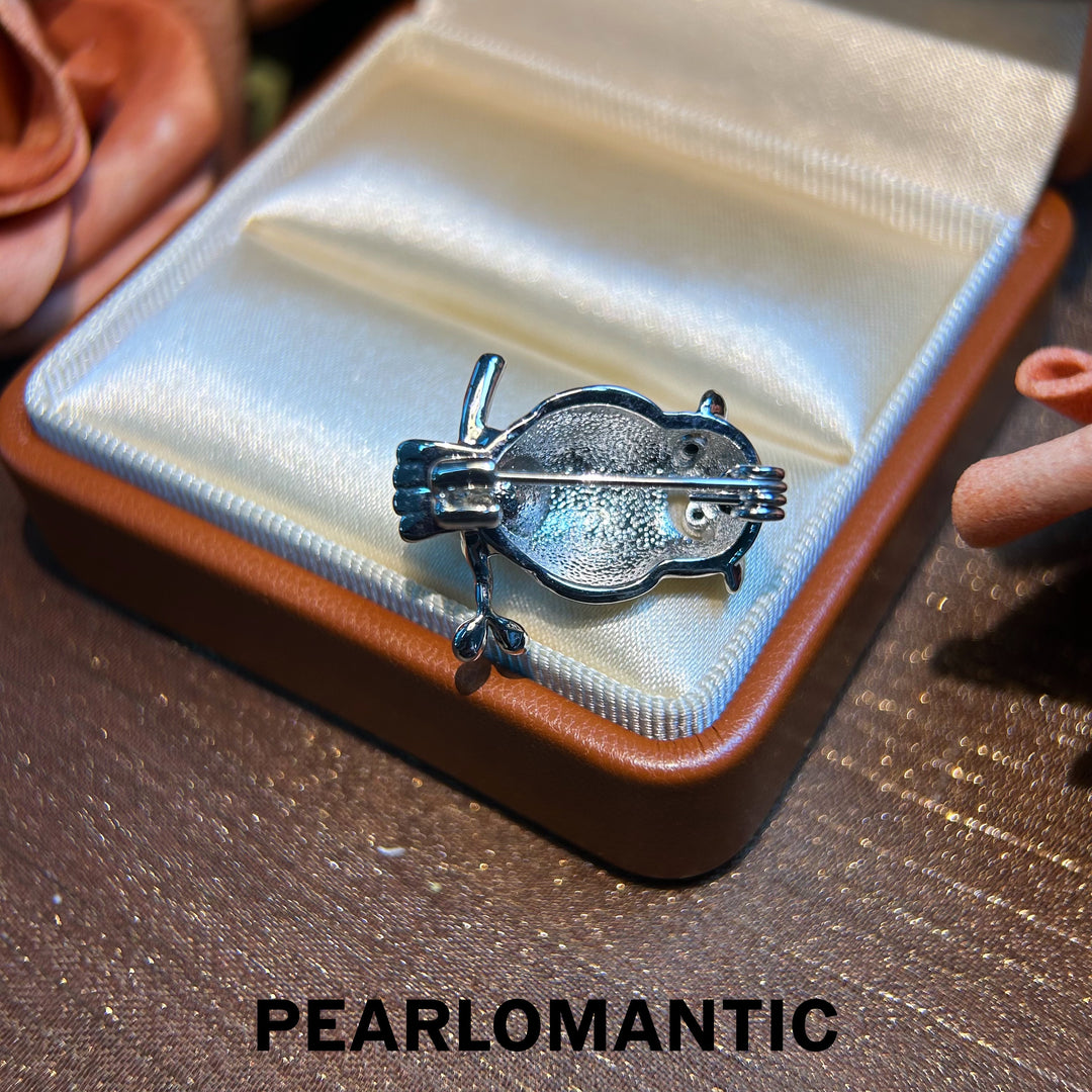 [Everyday Essentials] Akoya Silver Blue Round Pearl Owl Wisdom Alloy Brooches