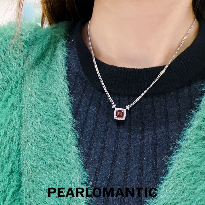 [Designer's Choice] Fiery Garnet Cuban Link Radiance S925 Adjustable Necklace