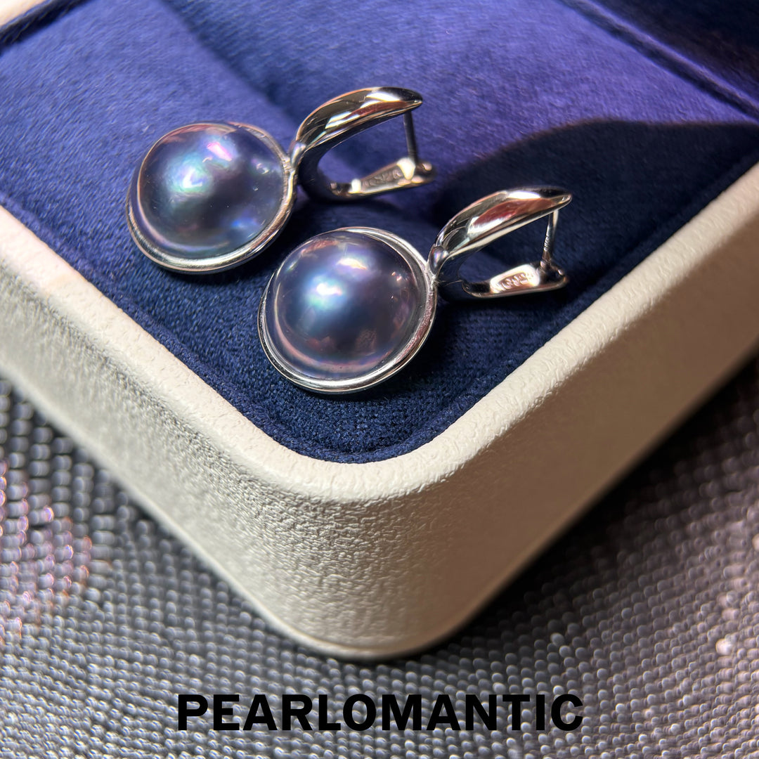 [Designer’s Choice] Midnight Mabe HK Made Mirror-Luster Pearl Clip Earrings