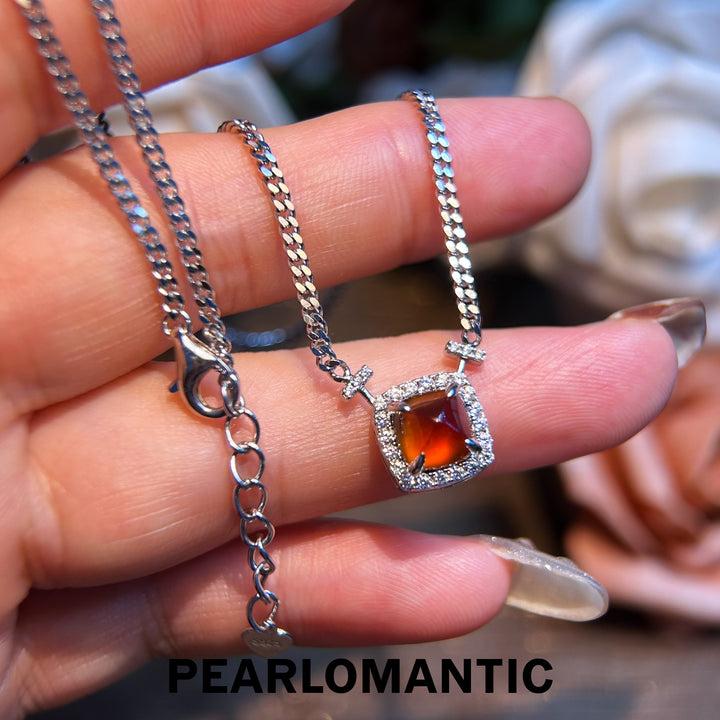 [Designer's Choice] Fiery Garnet Cuban Link Radiance S925 Adjustable Necklace