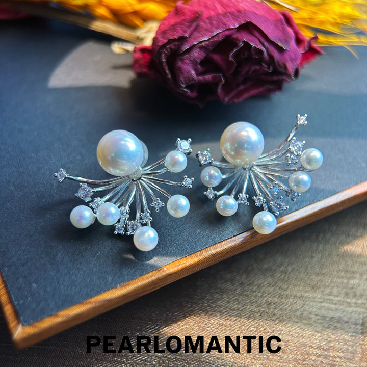 [Designer's Choice] Freshwater Pearl Multi-sizes Luna Bloom Modular Earring Studs w/ S925 - Excluded