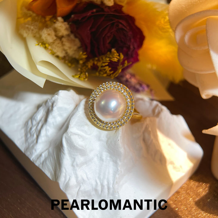 [Designer's Choice] Australian White Pearl 9-10mm S925 Silver Adjustable Rings