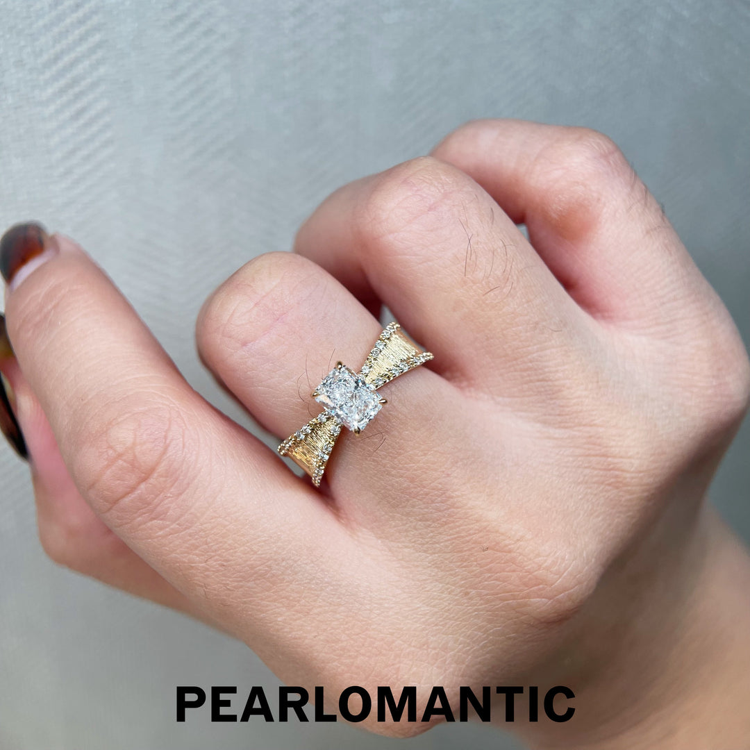 [Fine Jewelry] Buccellati-Style 18K Gold Ring with 1.03ct Radiant Lab Diamond US Size 7