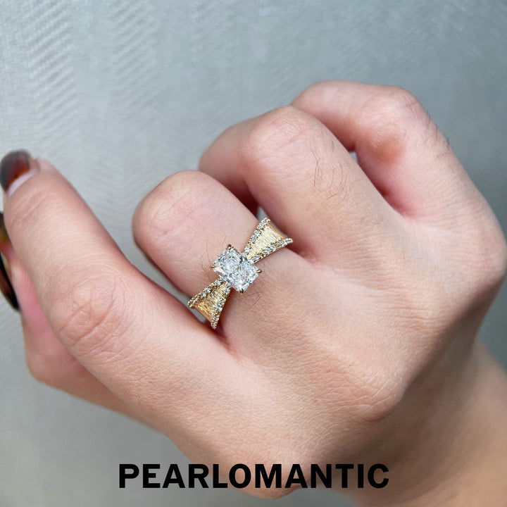 [Fine Jewelry] Buccellati-Style 18K Gold Ring with 1.03ct Radiant Lab Diamond US Size 7